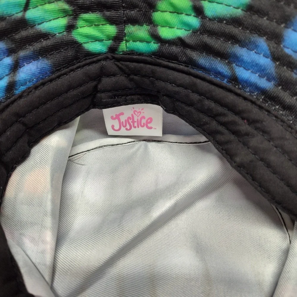 Justice tween bucket hat Radiate Love tie dye black one size fits most